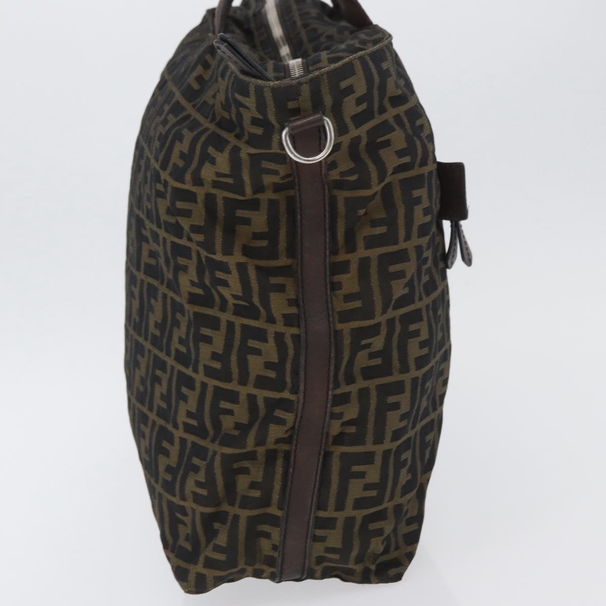 FENDI Zucca Canvas Hand Bag Black Brown Auth bs34032