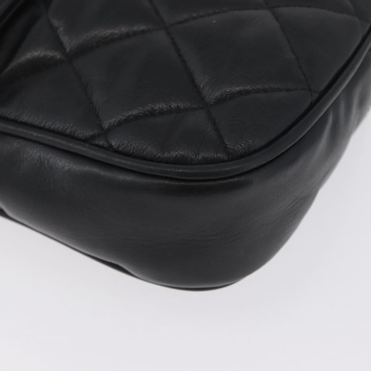 CHANEL Matelasse Chain Shoulder Bag Lamb Skin Black Gold CC Auth bs34036