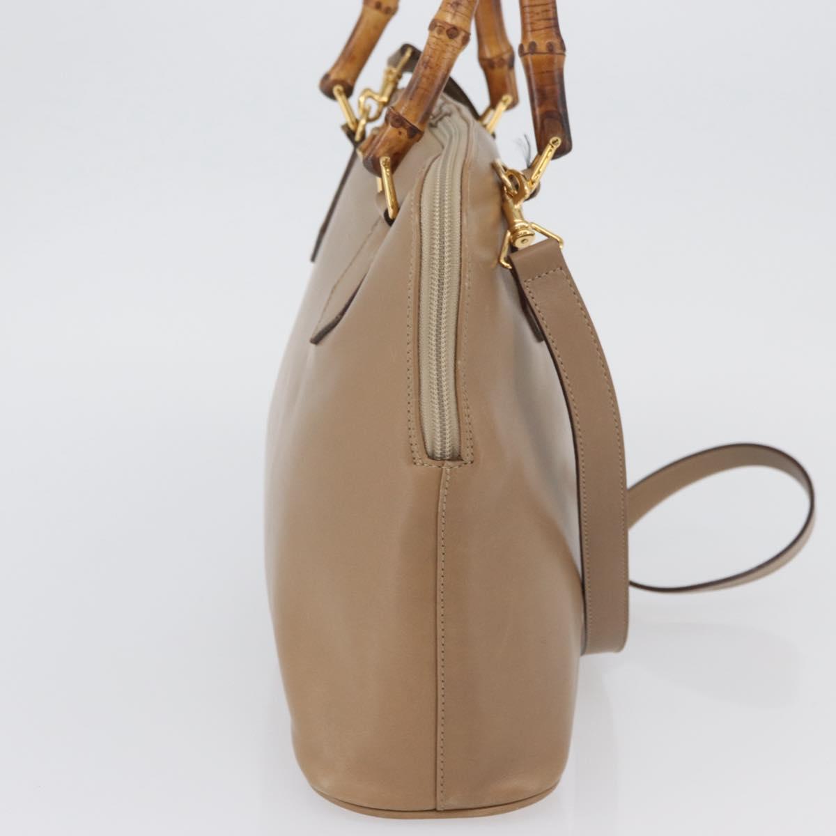 GUCCI Bamboo Tote Bag Leather Beige Gold 000 1186 0289 Auth bs34037