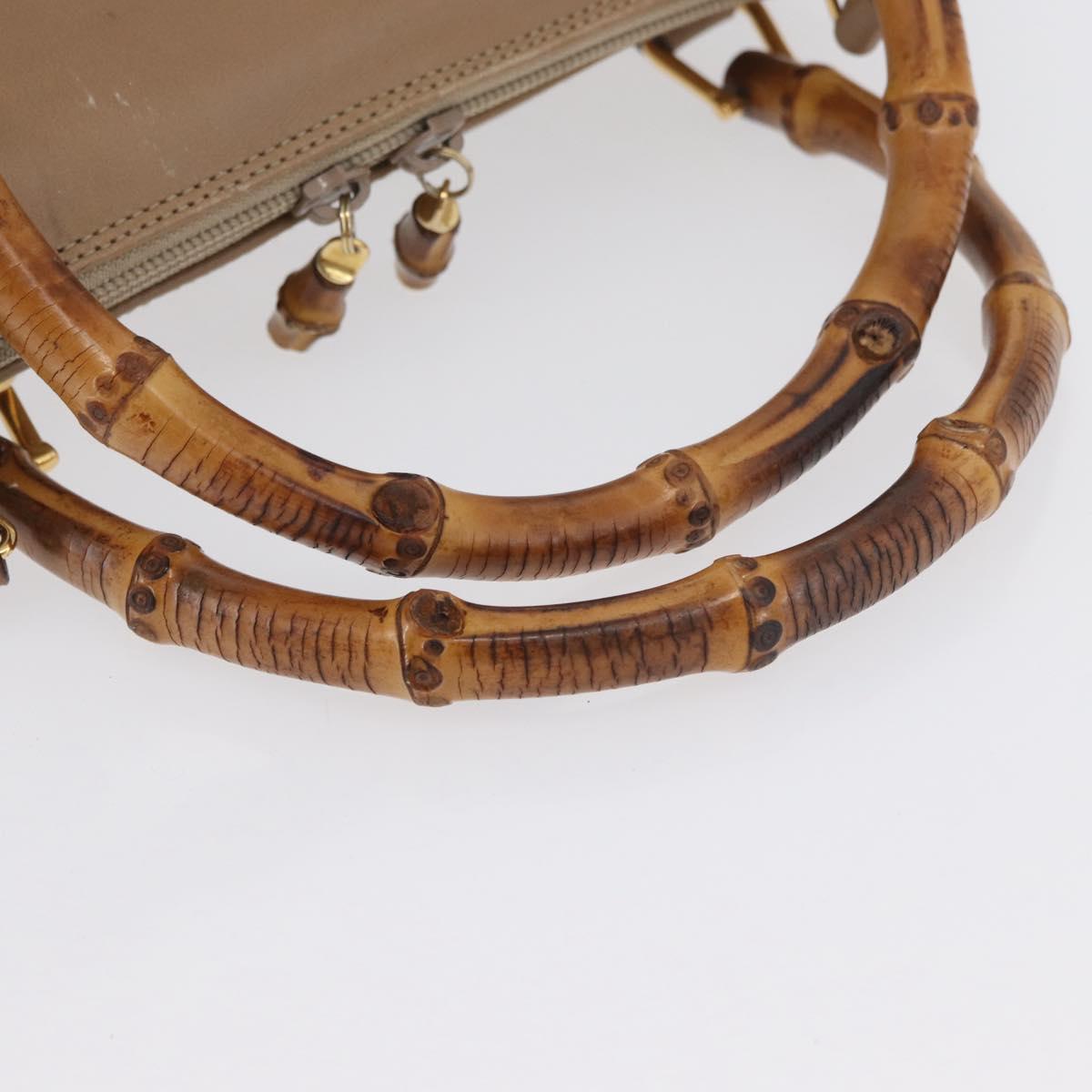 GUCCI Bamboo Tote Bag Leather Beige Gold 000 1186 0289 Auth bs34037