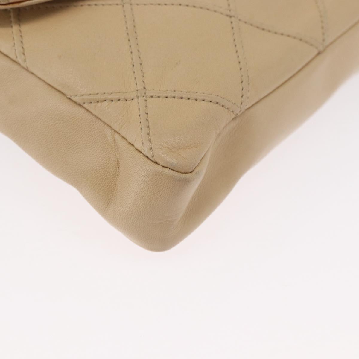 CHANEL Waist bag Lamb Skin Beige Gold CC Auth bs34038