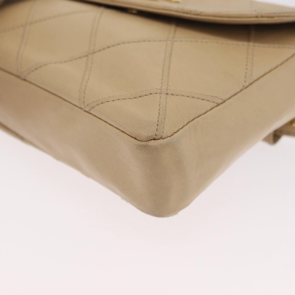 CHANEL Waist bag Lamb Skin Beige Gold CC Auth bs34038
