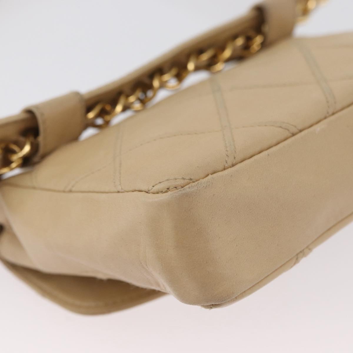 CHANEL Waist bag Lamb Skin Beige Gold CC Auth bs34038