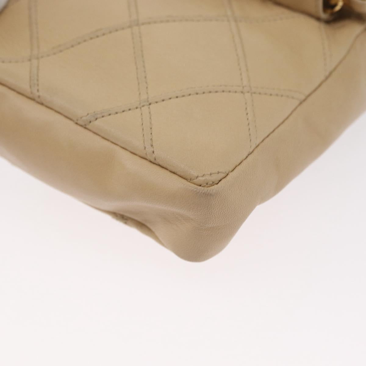 CHANEL Waist bag Lamb Skin Beige Gold CC Auth bs34038