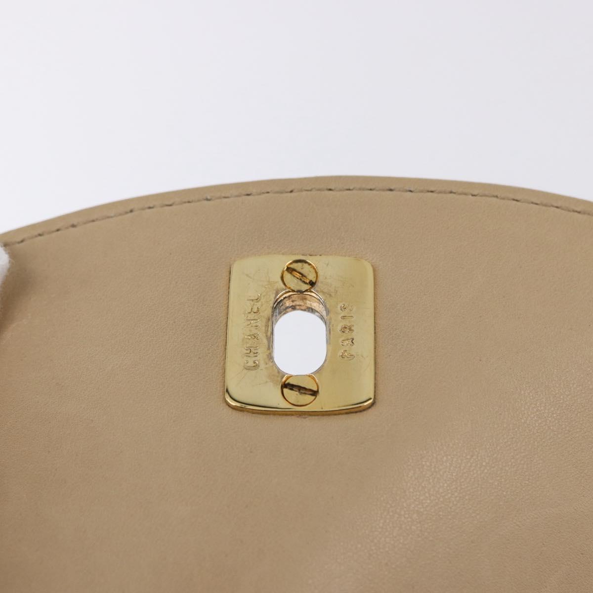 CHANEL Waist bag Lamb Skin Beige Gold CC Auth bs34038