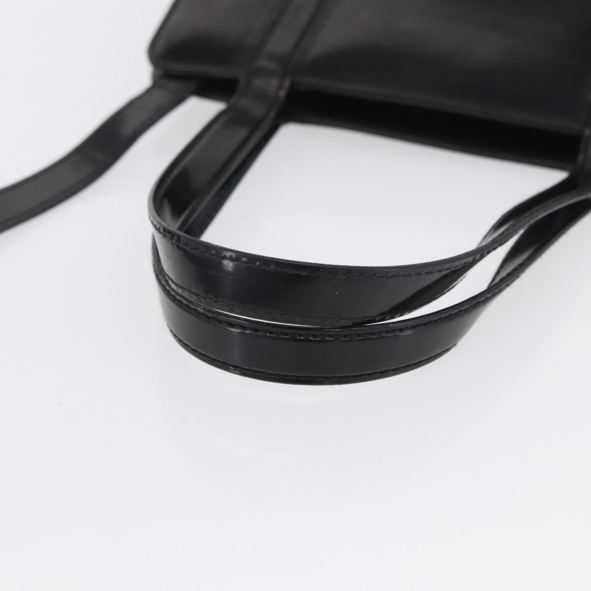 Salvatore Ferragamo Gancini Hand Bag Patent leather 2way Black Gold Auth bs34043