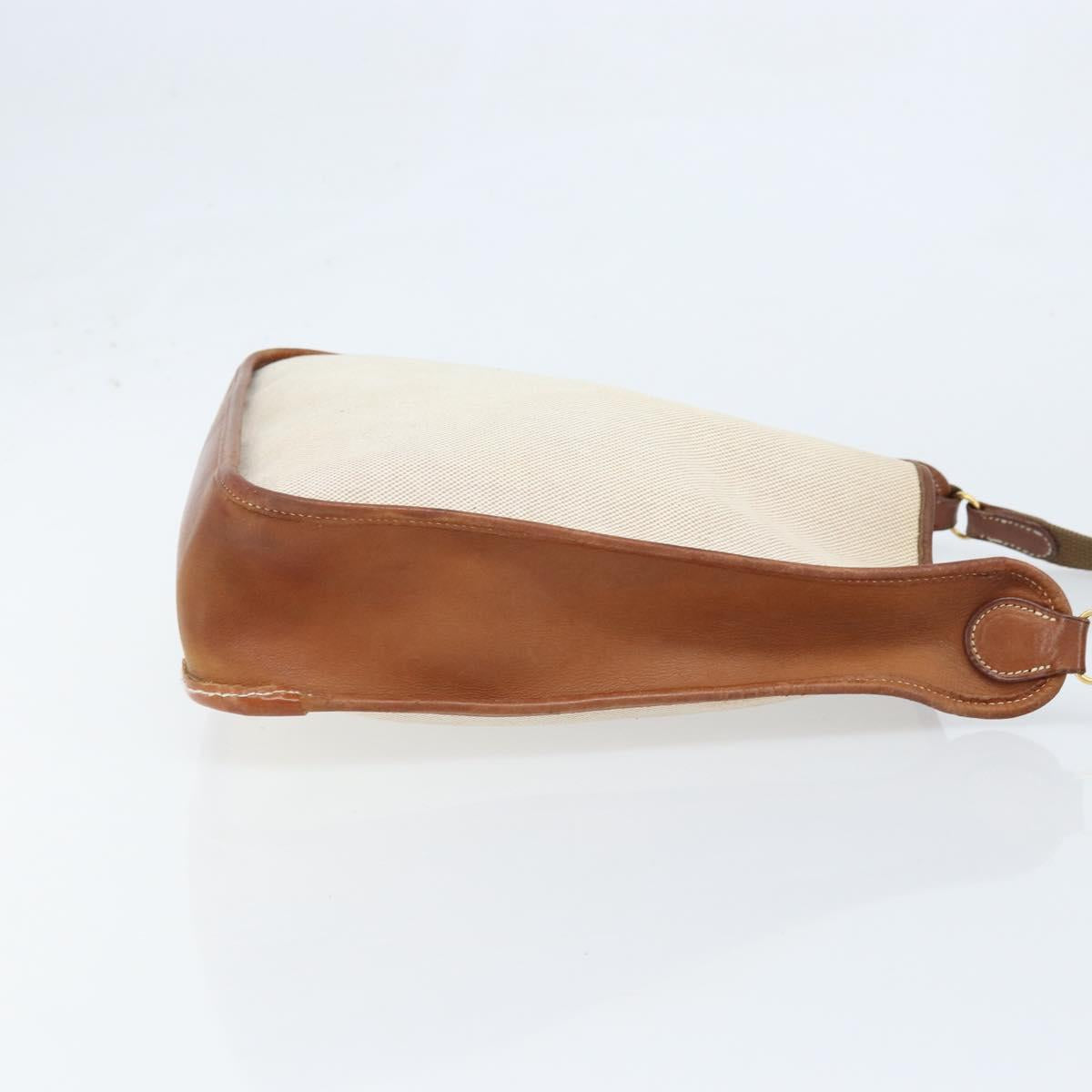 HERMES Vespa PM Shoulder Bag Canvas Beige Auth bs34046