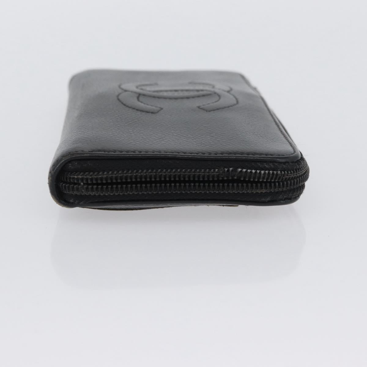 CHANEL Wallet Caviar Skin 2 Set Black Beige CC Auth bs34047