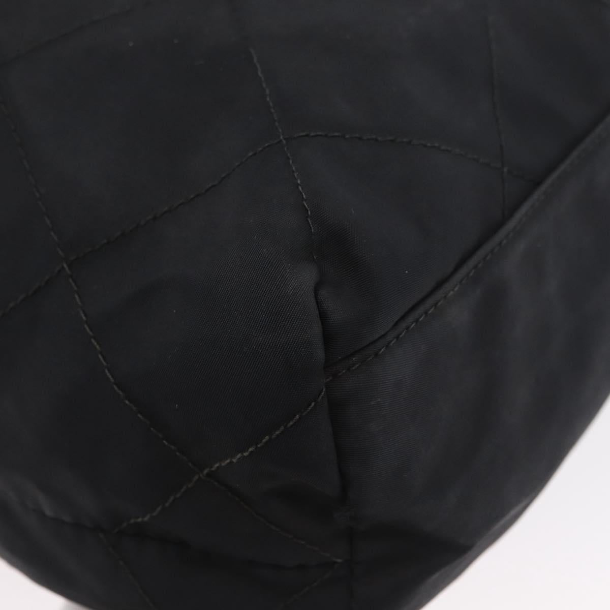 PRADA Chain Shoulder Bag Nylon Black Gold Auth bs34051
