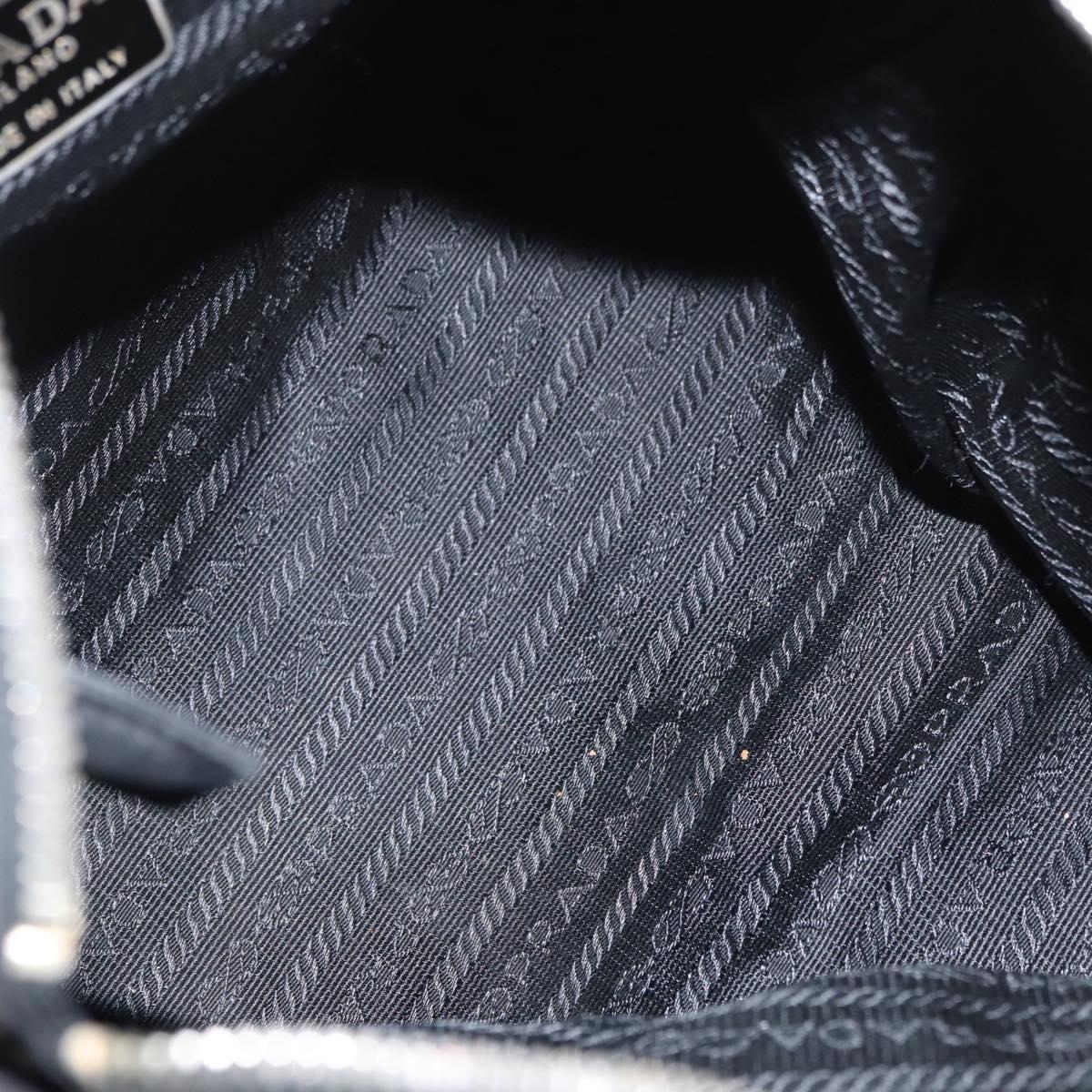PRADA Chain Shoulder Bag Nylon Black Gold Auth bs34051