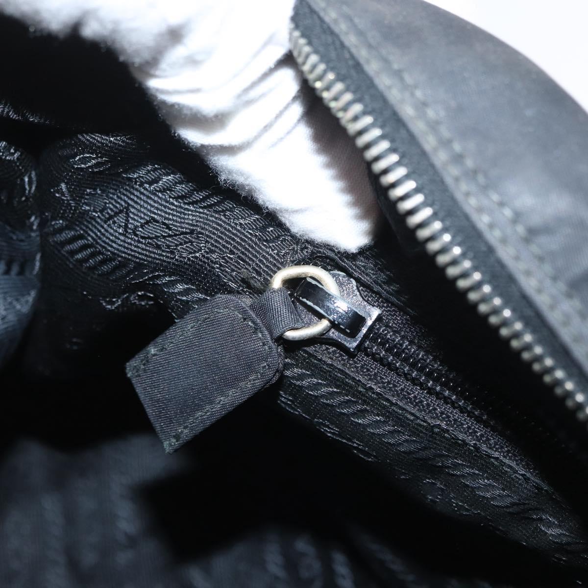 PRADA Chain Shoulder Bag Nylon Black Gold Auth bs34051