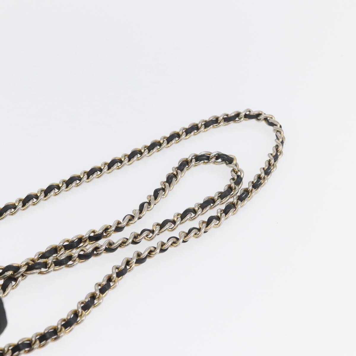 PRADA Chain Shoulder Bag Nylon Black Gold Auth bs34051