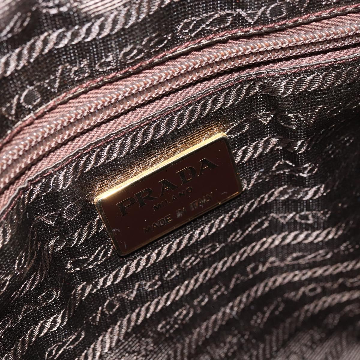 PRADA Chain Shoulder Bag Nylon Beige Gold Auth bs34053