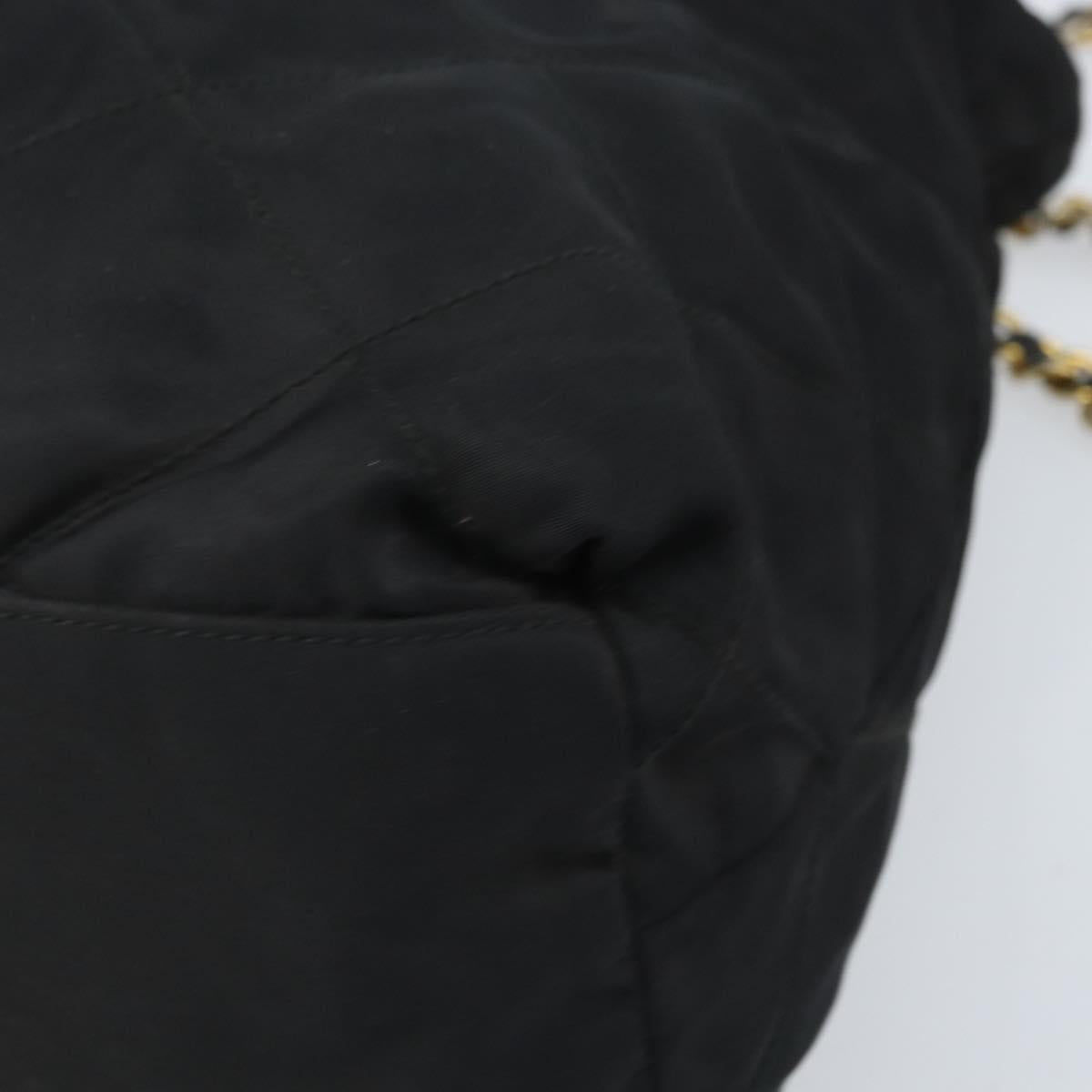 PRADA Chain Shoulder Bag Nylon Gold Black Auth bs34054