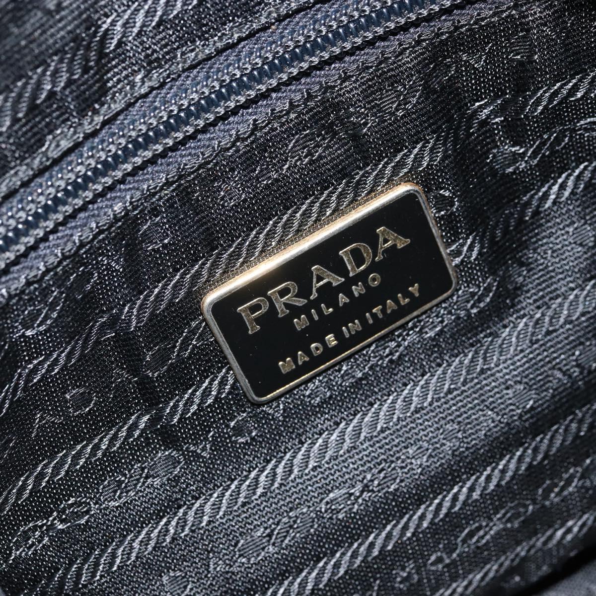 PRADA Chain Shoulder Bag Nylon Gold Black Auth bs34054