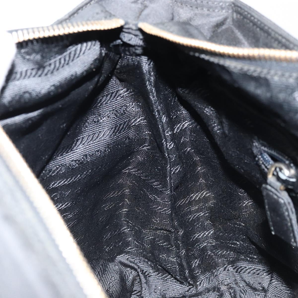 PRADA Chain Shoulder Bag Nylon Gold Black Auth bs34054
