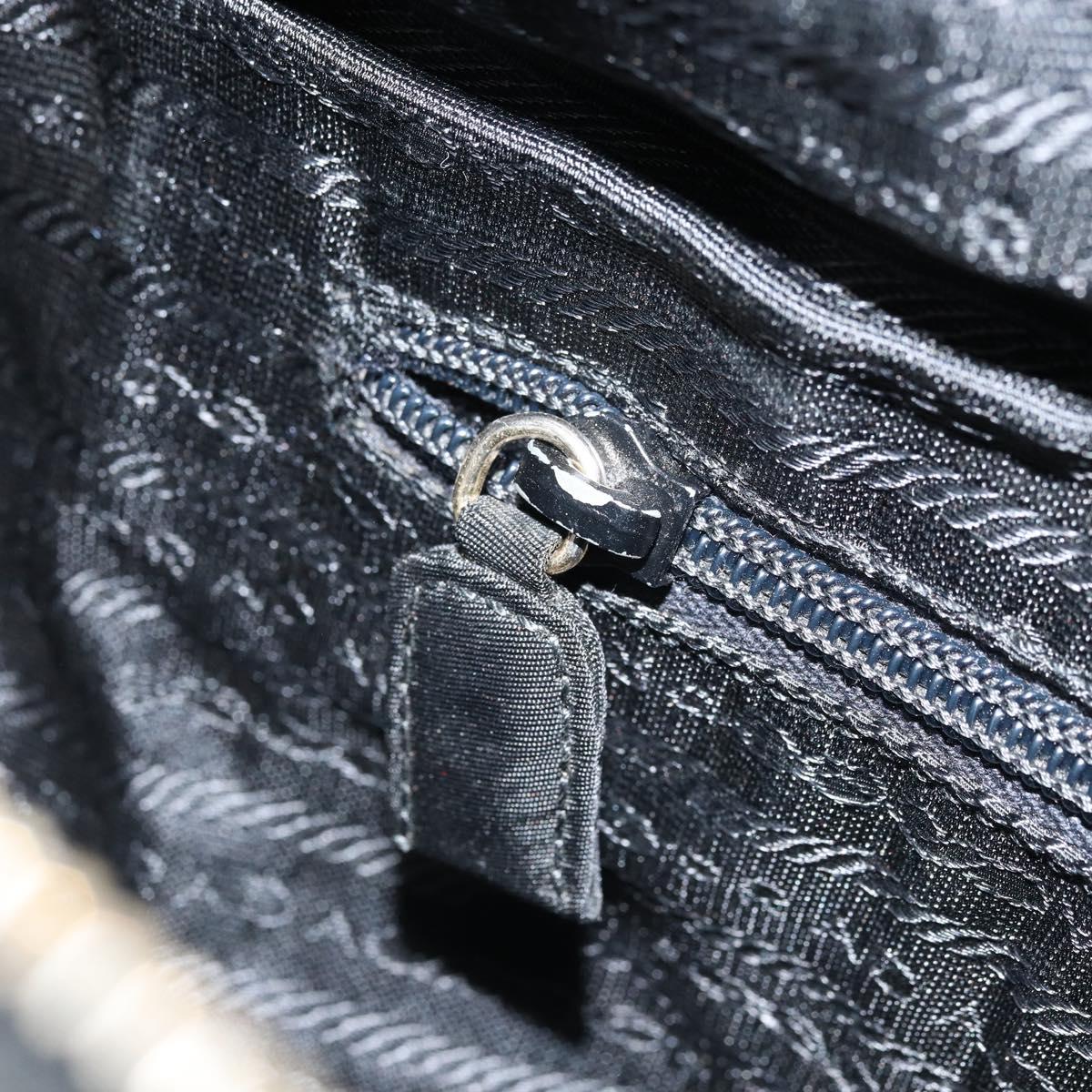 PRADA Chain Shoulder Bag Nylon Gold Black Auth bs34054