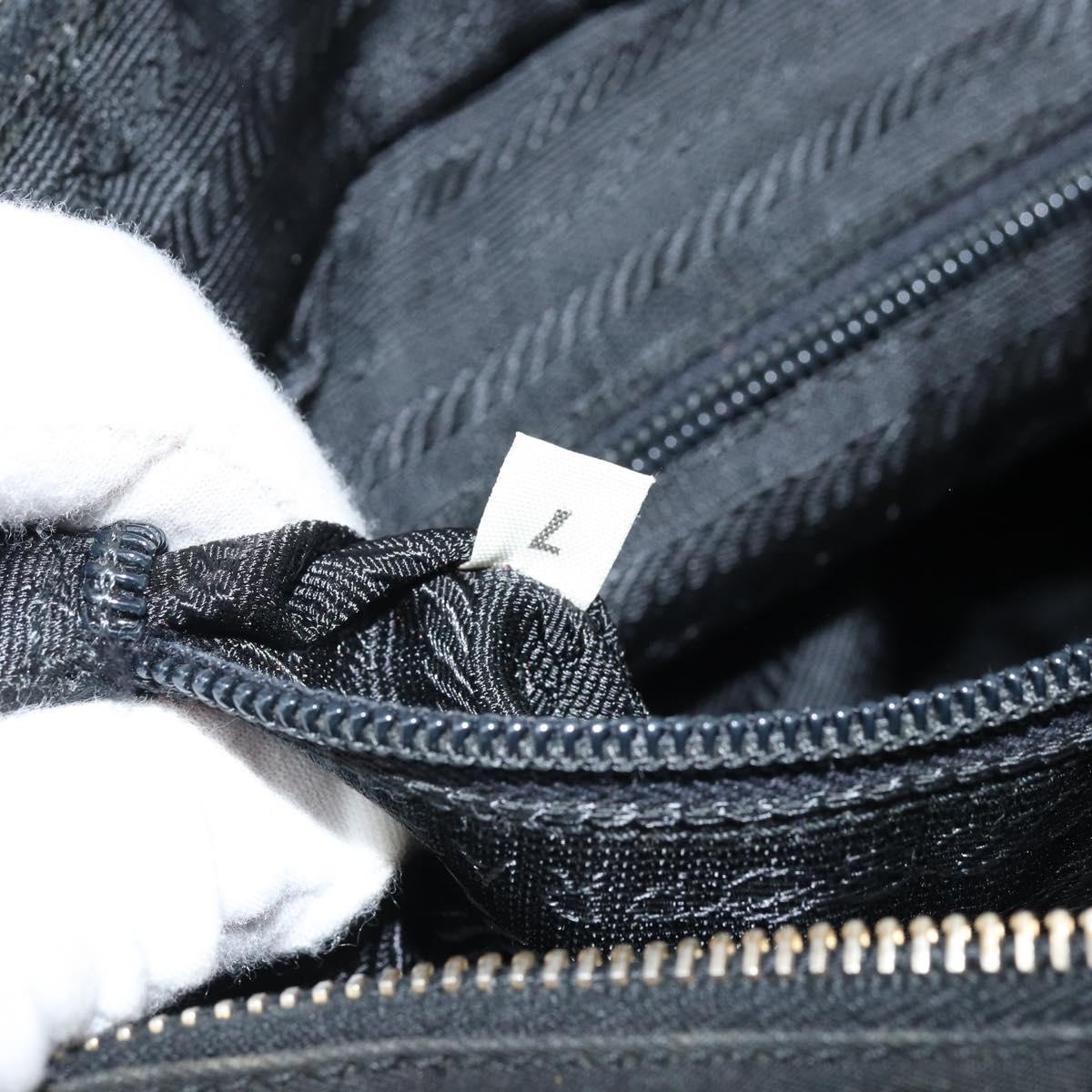 PRADA Chain Shoulder Bag Nylon Gold Black Auth bs34054