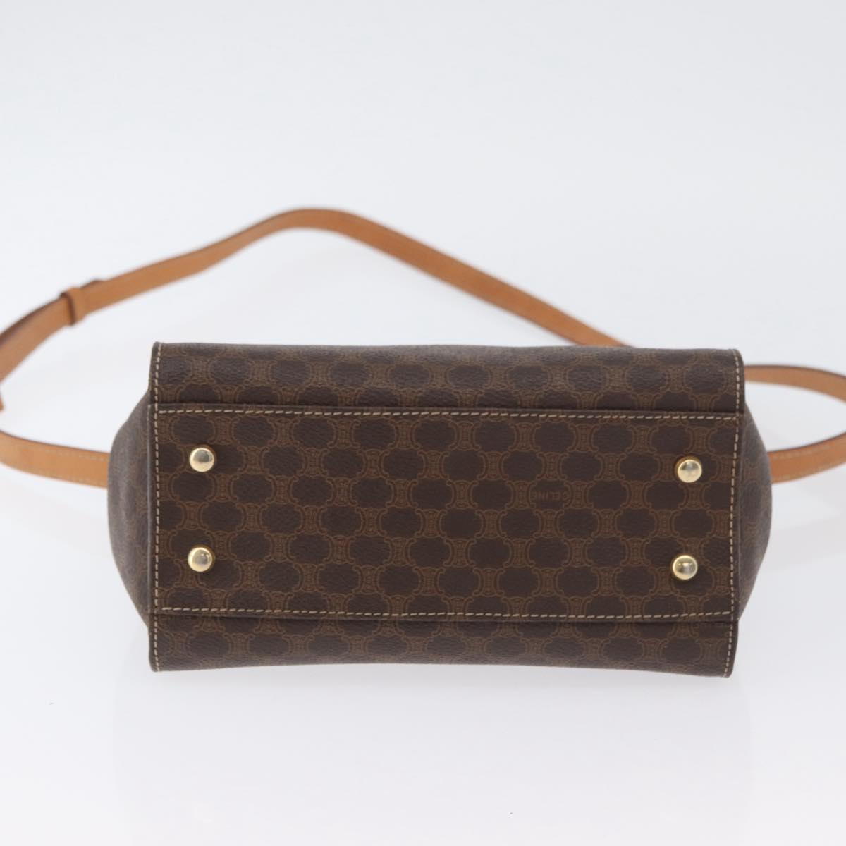 CELINE Macadam Canvas Hand Bag PVC 2way Brown Gold Auth bs34055