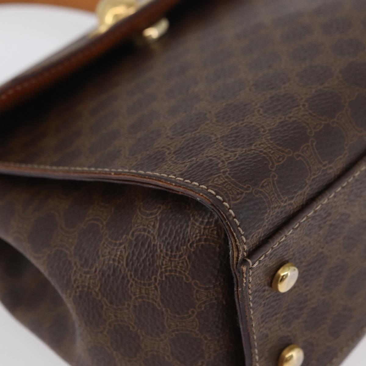 CELINE Macadam Canvas Hand Bag PVC 2way Brown Gold Auth bs34055