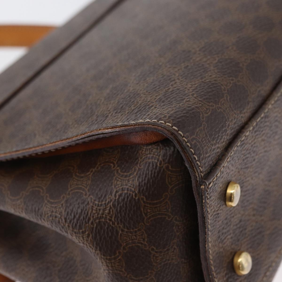 CELINE Macadam Canvas Hand Bag PVC 2way Brown Gold Auth bs34055