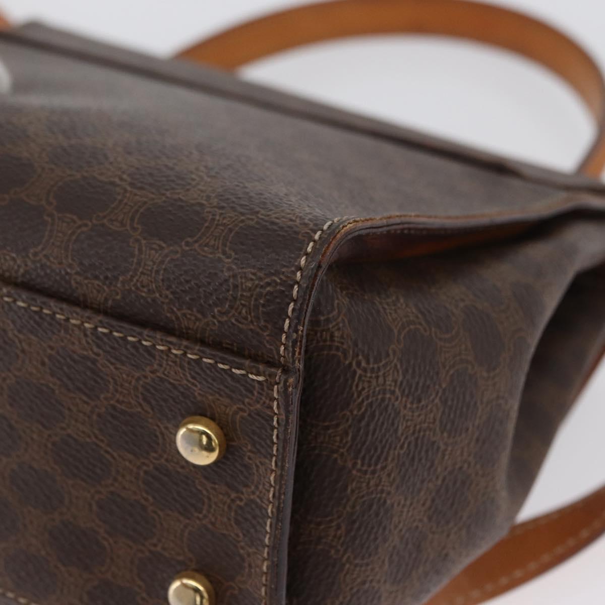 CELINE Macadam Canvas Hand Bag PVC 2way Brown Gold Auth bs34055