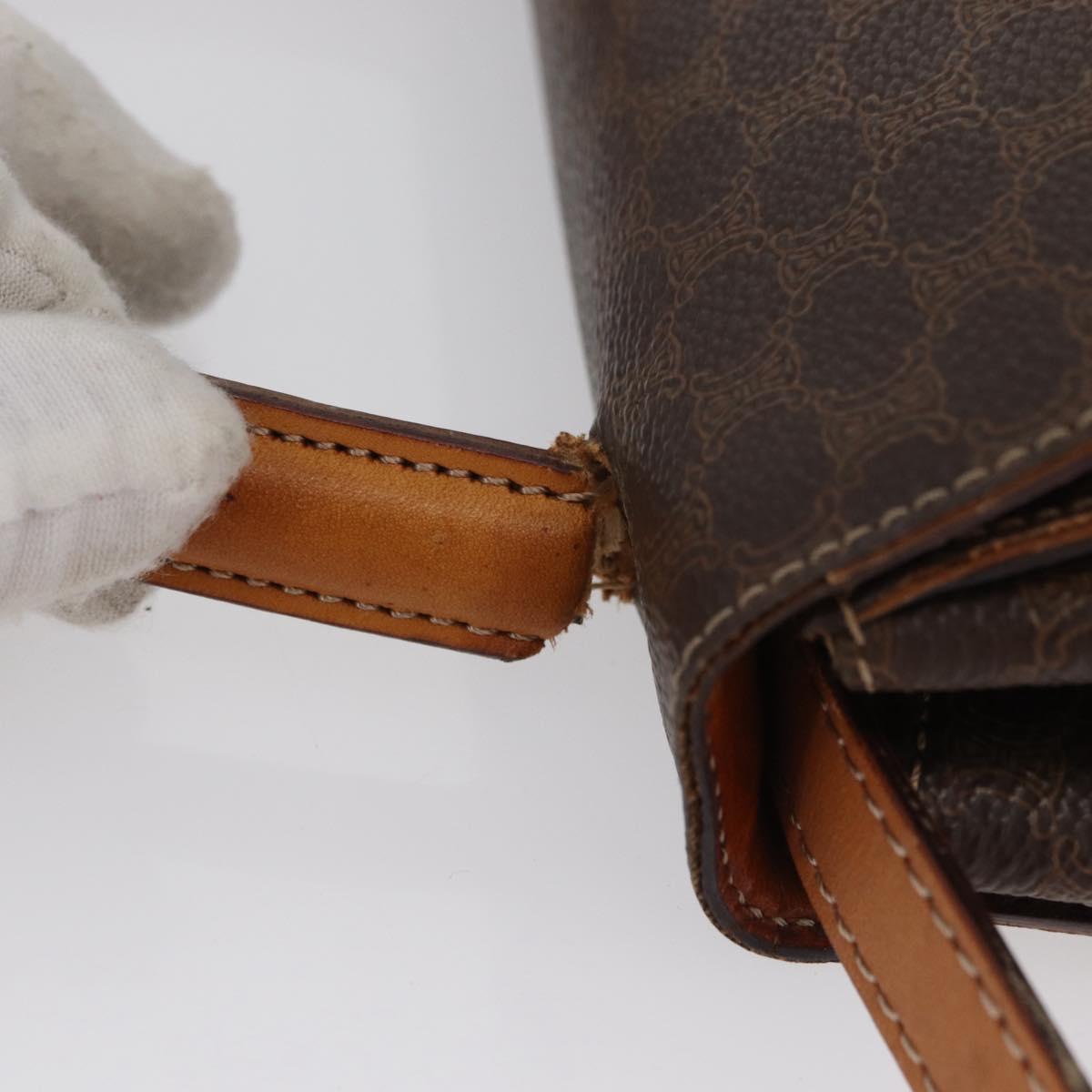 CELINE Macadam Canvas Hand Bag PVC 2way Brown Gold Auth bs34055