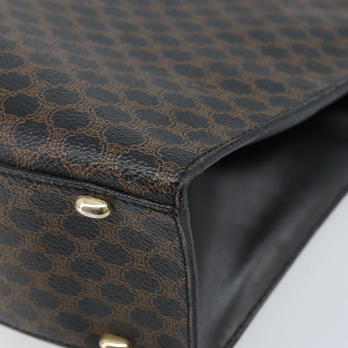 CELINE Macadam Canvas Hand Bag PVC Leather Black Gold Auth bs34056