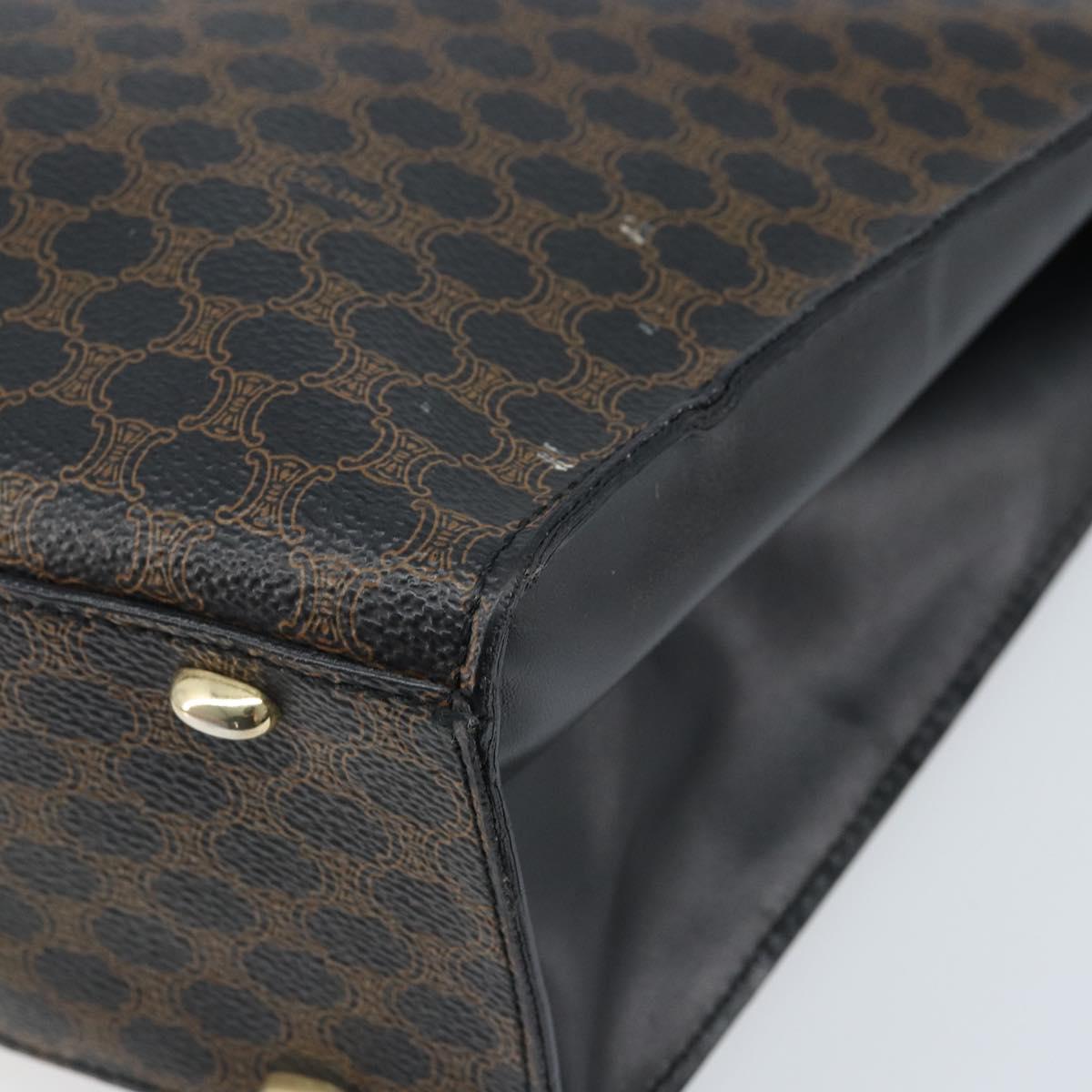 CELINE Macadam Canvas Hand Bag PVC Leather Black Gold Auth bs34056