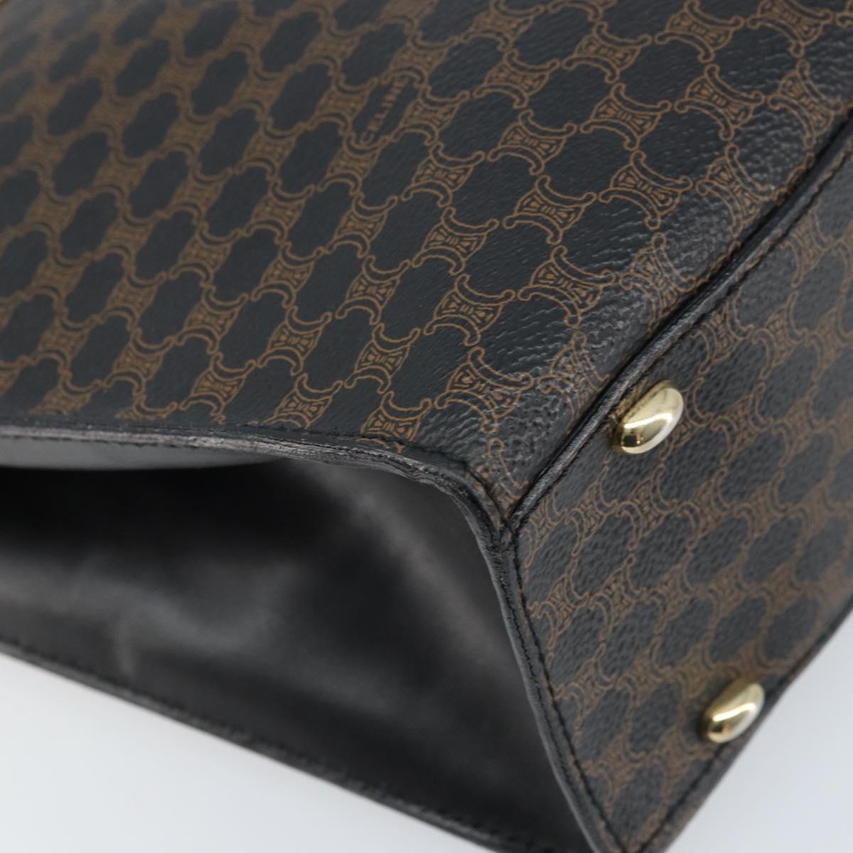 CELINE Macadam Canvas Hand Bag PVC Leather Black Gold Auth bs34056