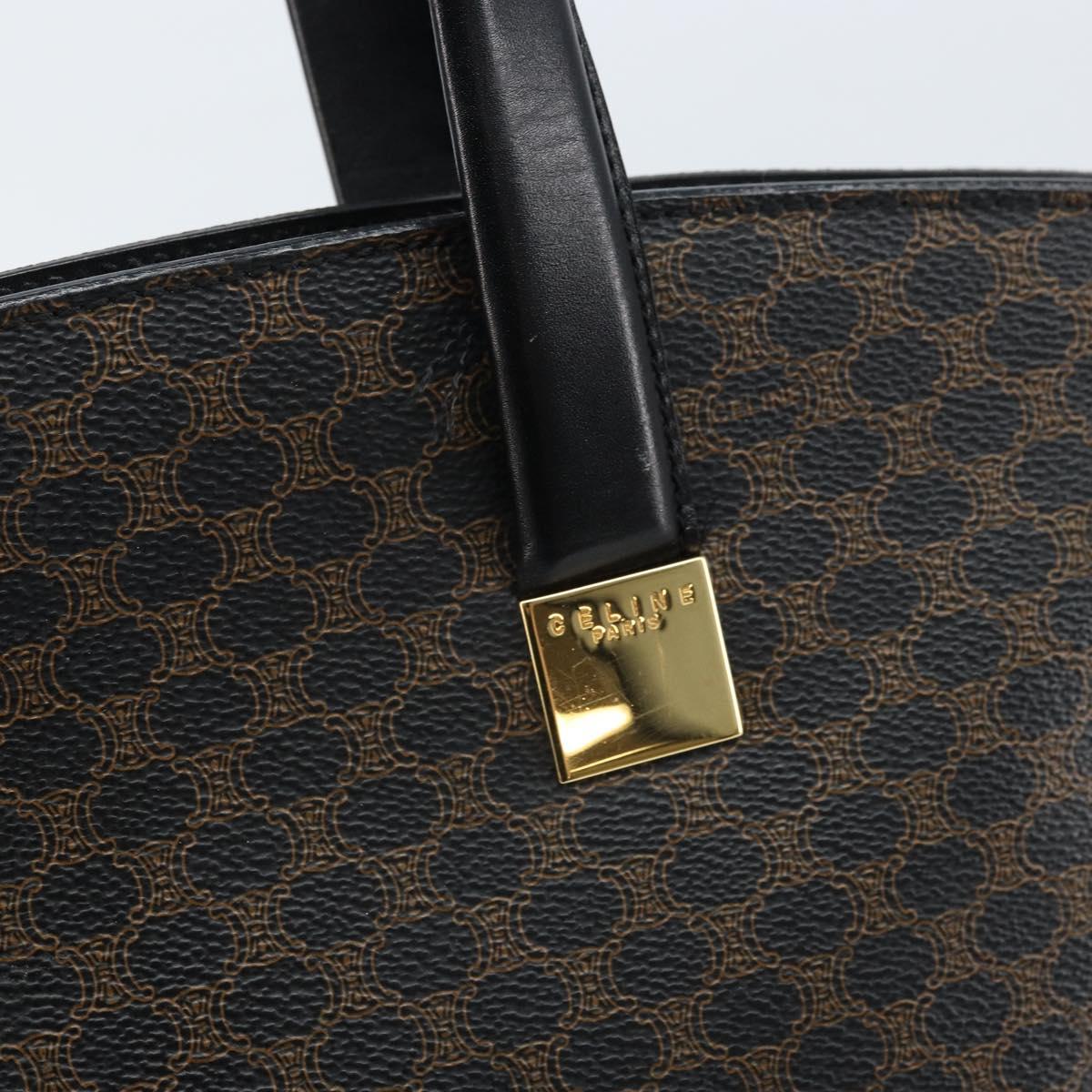 CELINE Macadam Canvas Hand Bag PVC Leather Black Gold Auth bs34056
