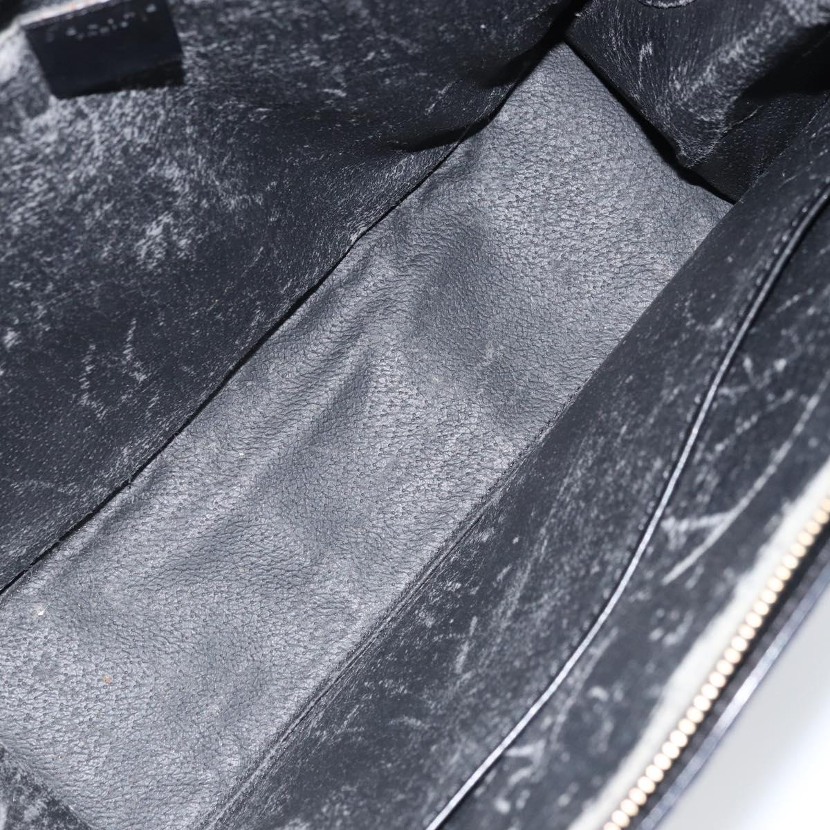 CELINE Macadam Canvas Hand Bag PVC Leather Black Gold Auth bs34056