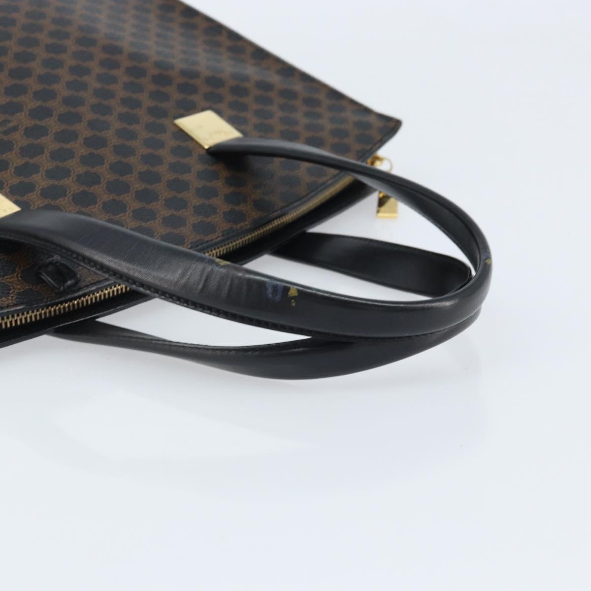 CELINE Macadam Canvas Hand Bag PVC Leather Black Gold Auth bs34056