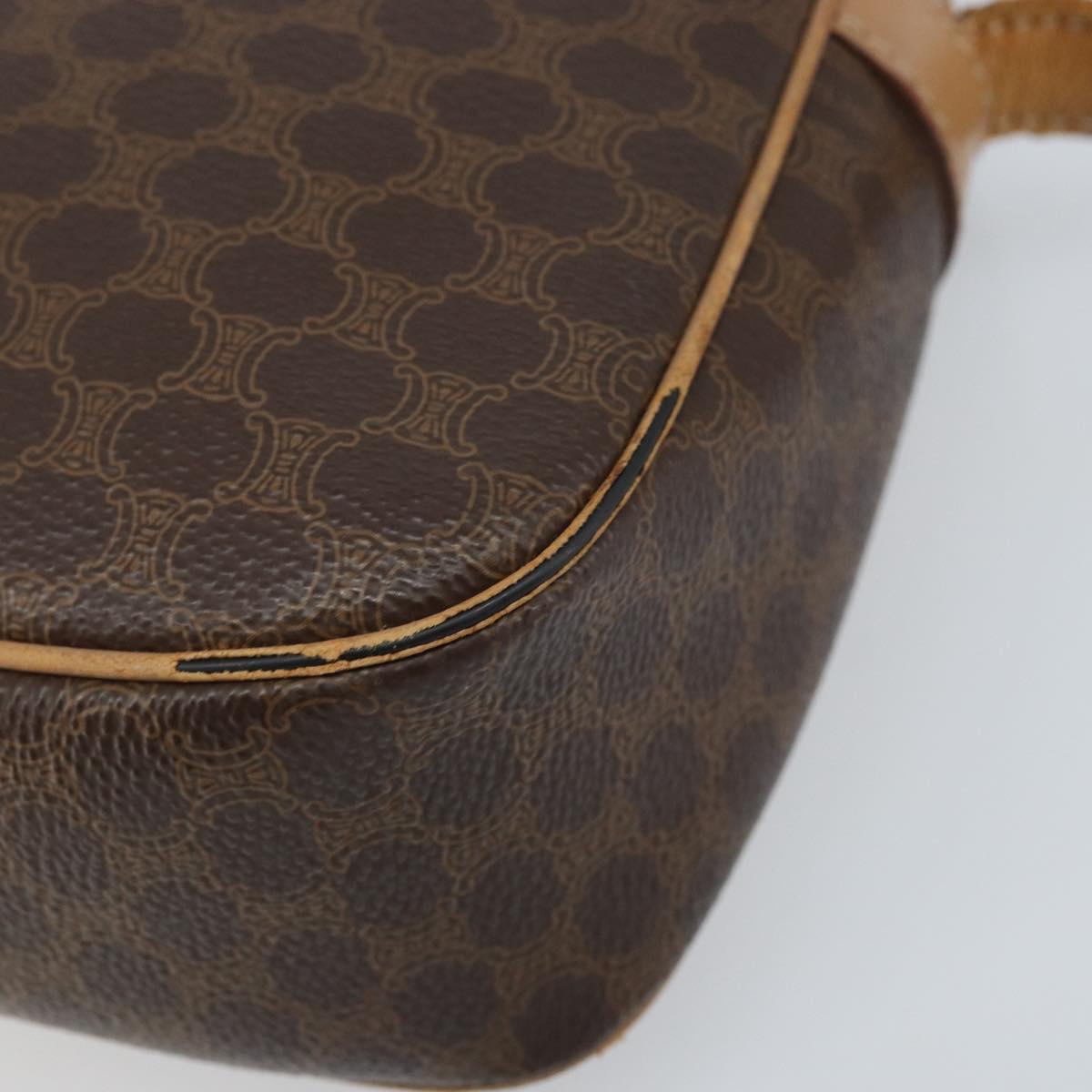 CELINE Macadam Canvas Shoulder Bag PVC Brown Gold Auth bs34058