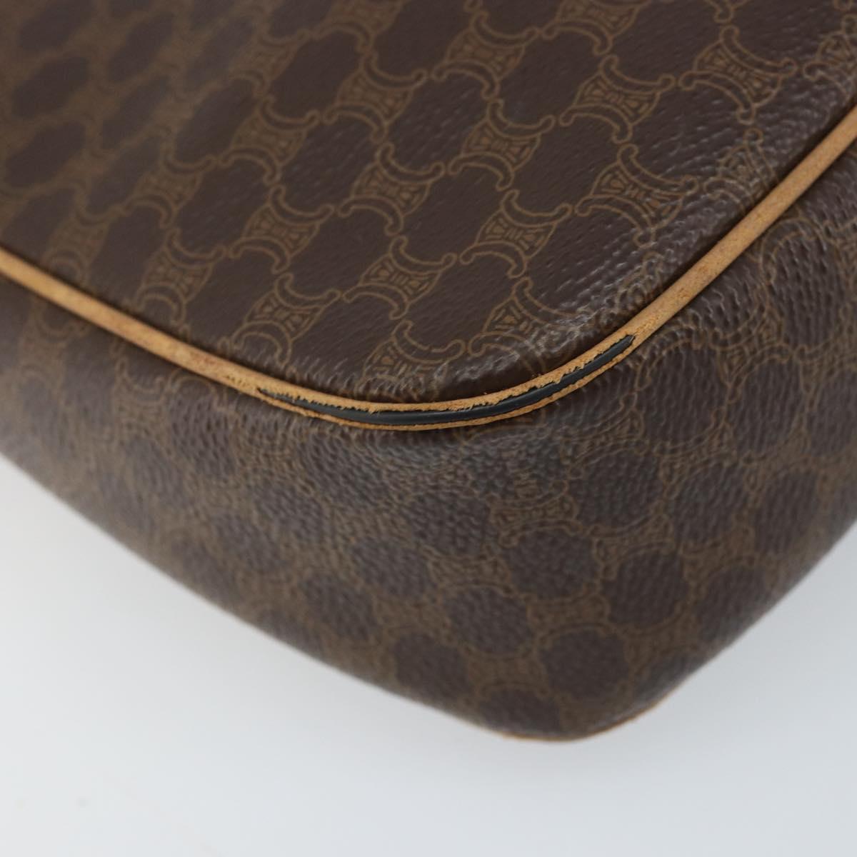 CELINE Macadam Canvas Shoulder Bag PVC Brown Gold Auth bs34058