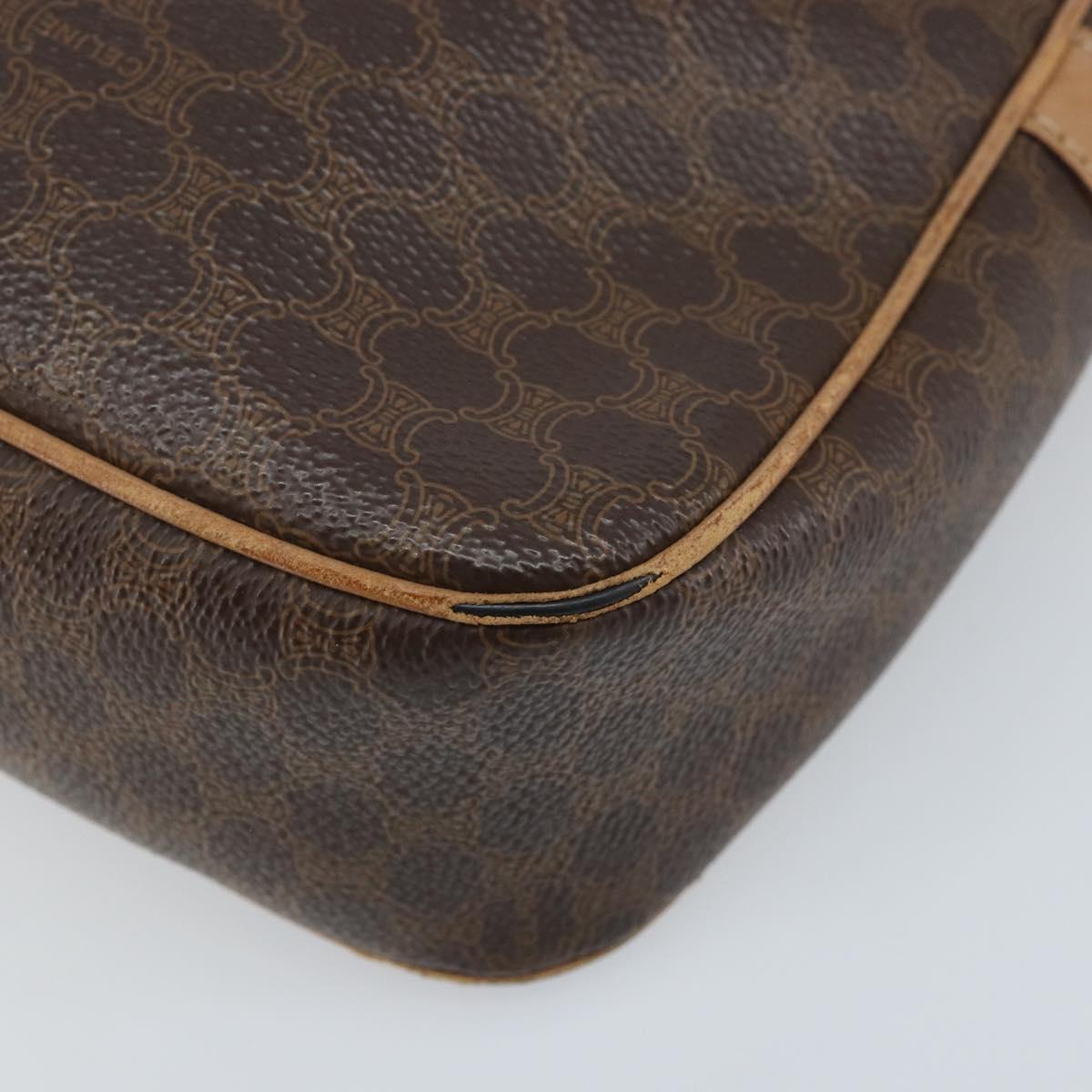 CELINE Macadam Canvas Shoulder Bag PVC Brown Gold Auth bs34058