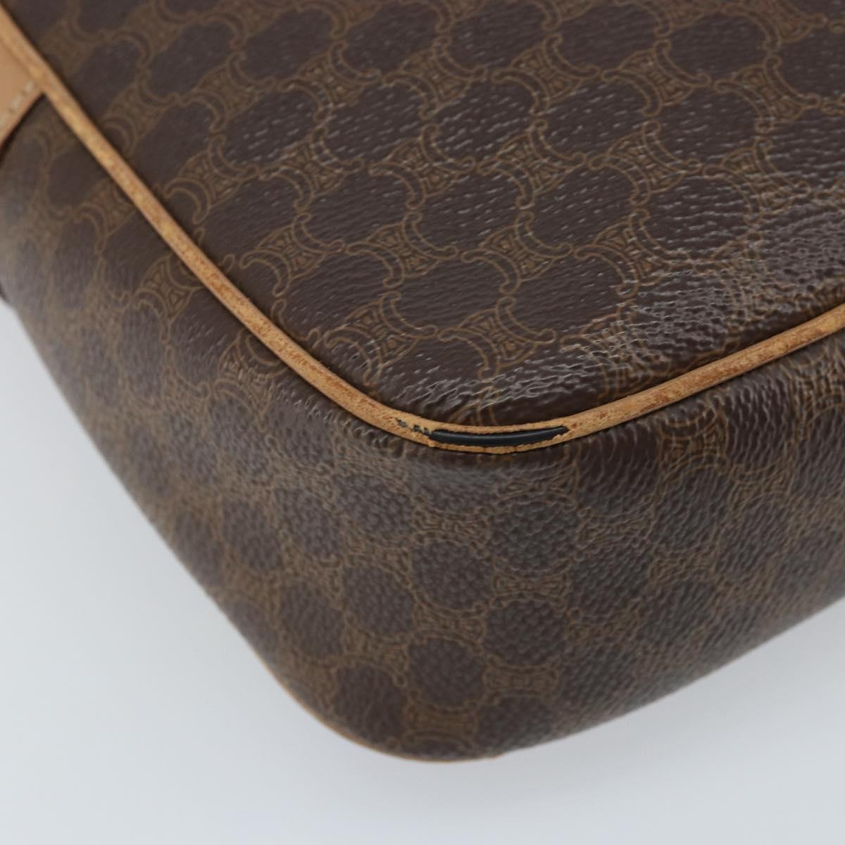 CELINE Macadam Canvas Shoulder Bag PVC Brown Gold Auth bs34058