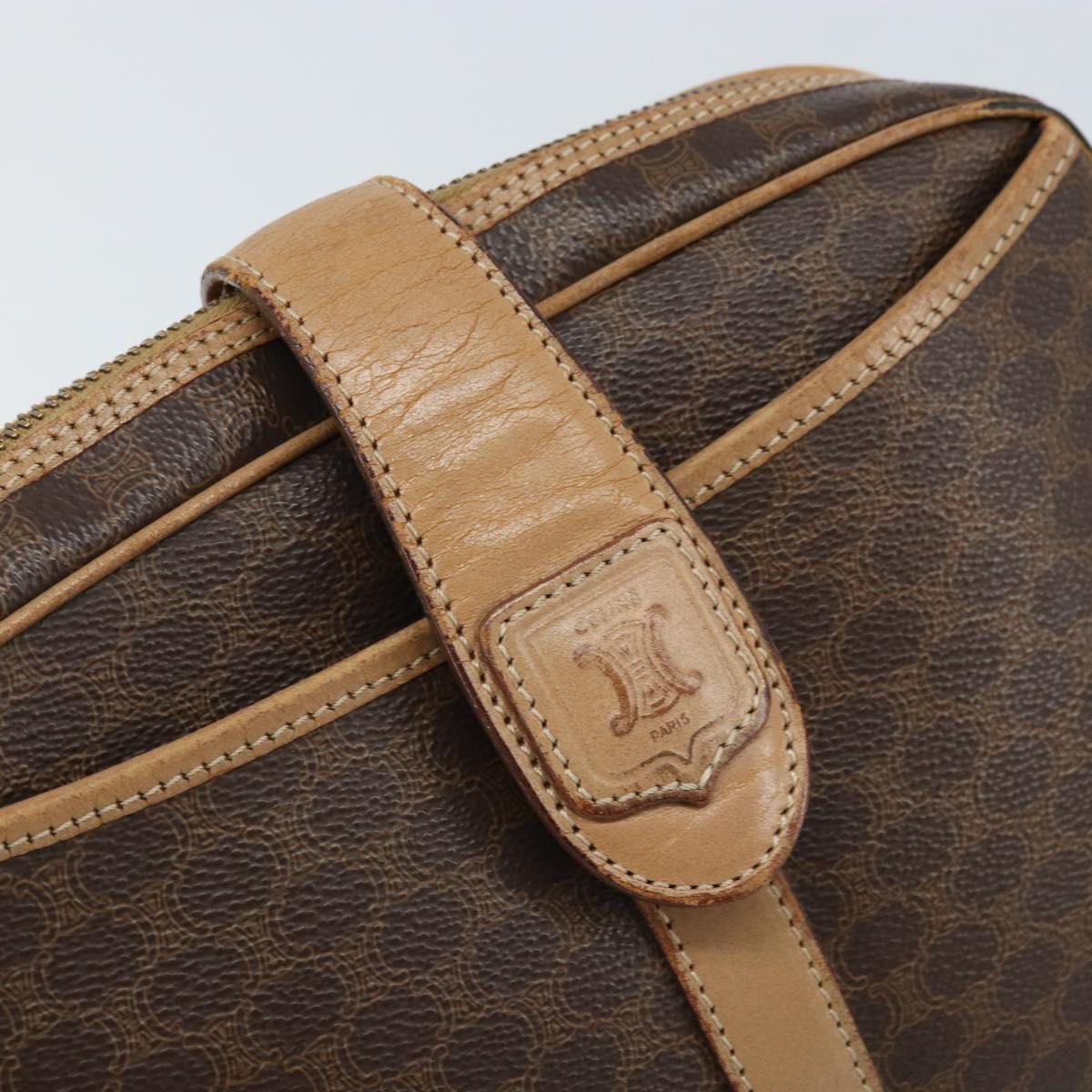 CELINE Macadam Canvas Shoulder Bag PVC Brown Gold Auth bs34058