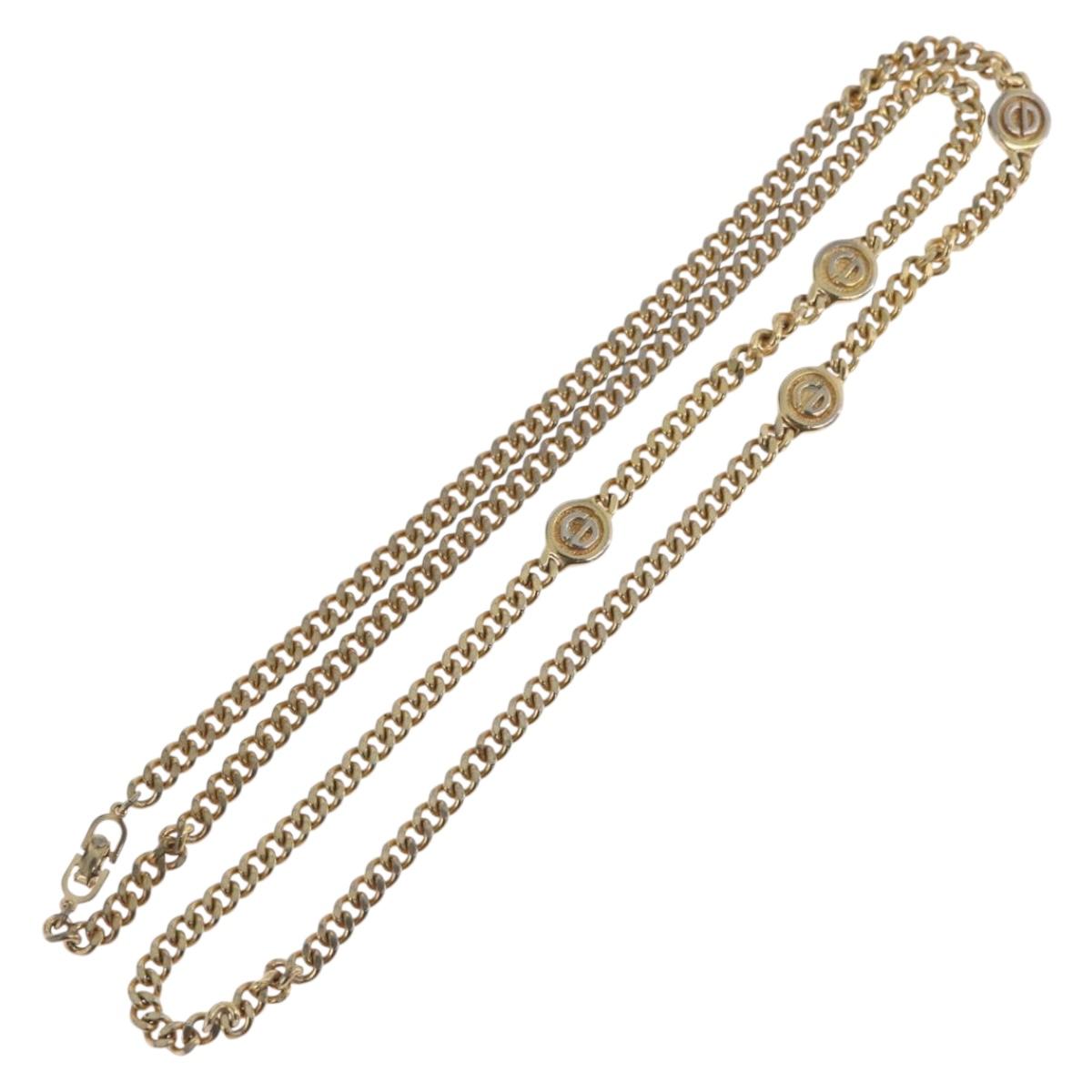Christian Dior Necklace metal Gold Tone Auth bs34061