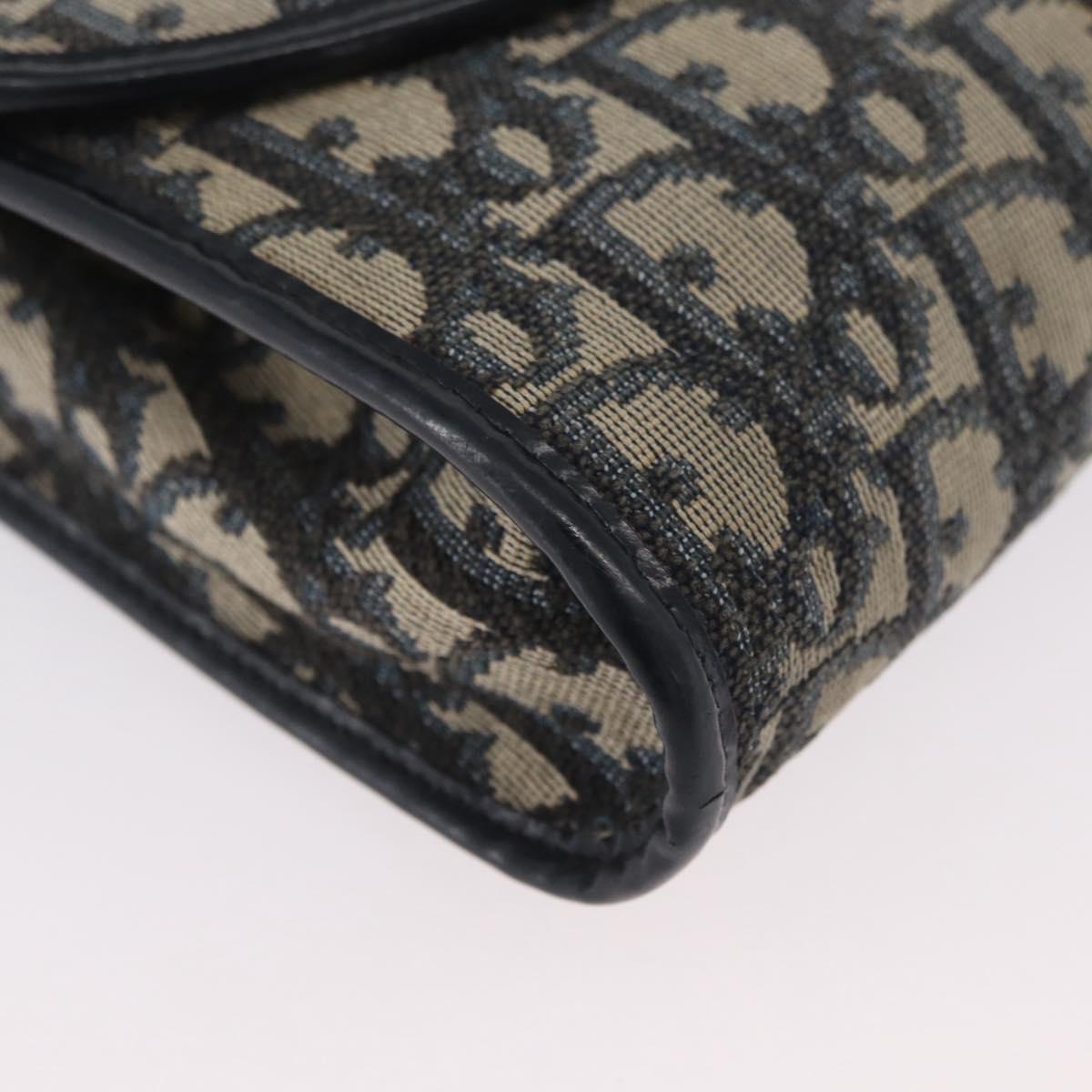 Christian Dior Trotter Canvas Chain Shoulder Bag Navy Gold Auth bs34064