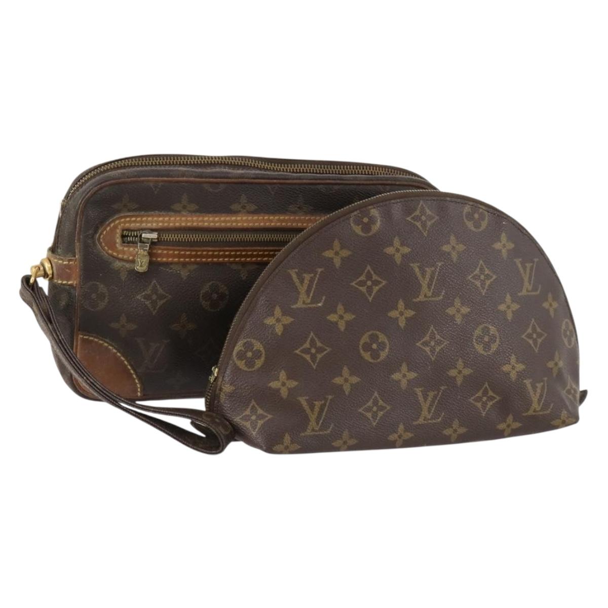 LOUIS VUITTON Monogram Pouch Clutch Bag 2 Set LV Auth bs34068