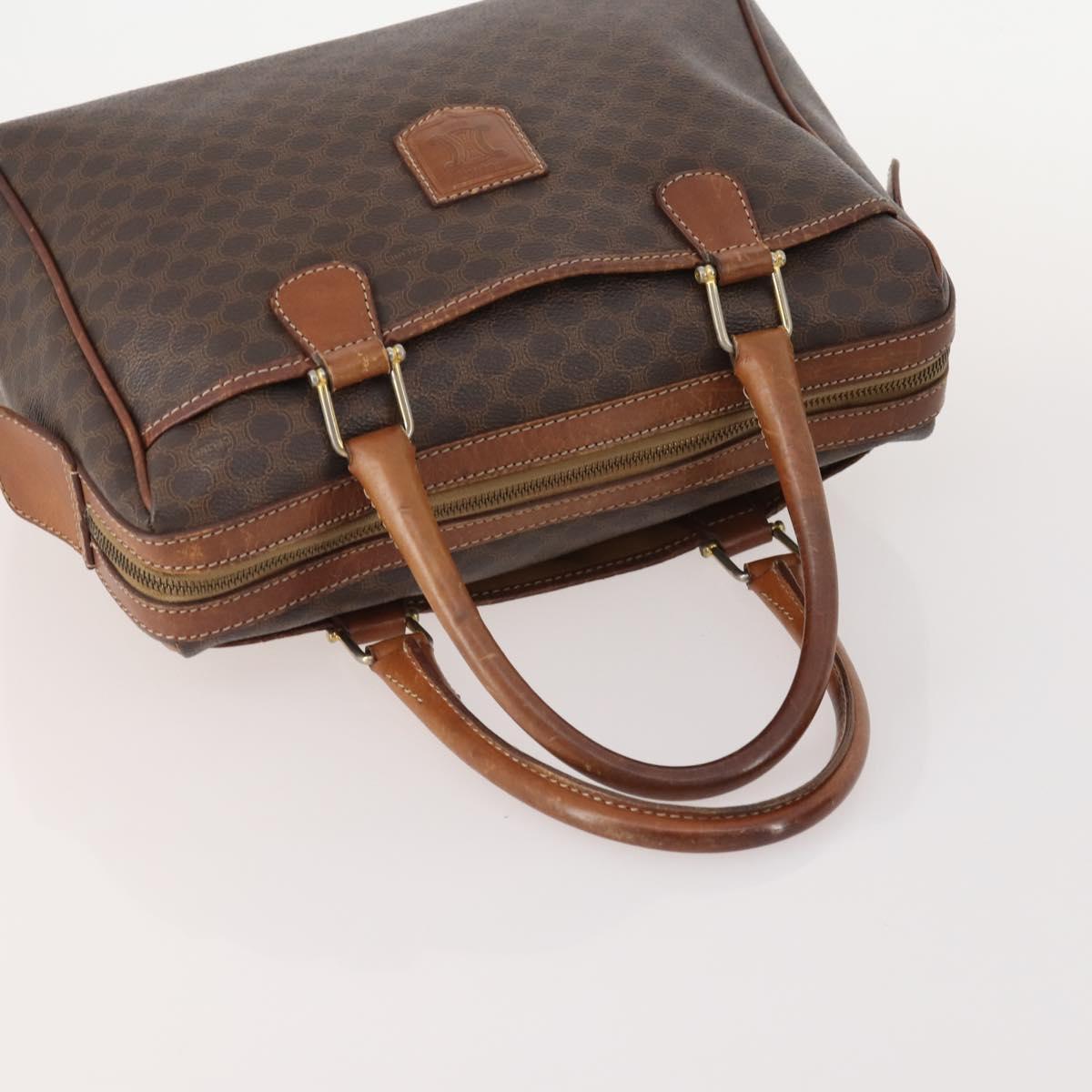 CELINE Macadam Canvas Hand Bag PVC Leather 2 Set Brown Navy Auth bs34088