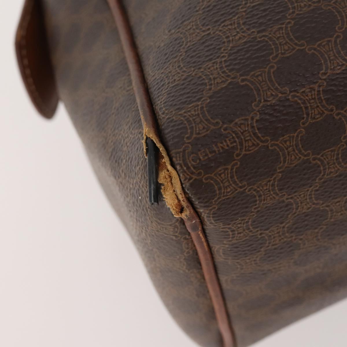 CELINE Macadam Canvas Hand Bag PVC Leather 2 Set Brown Navy Auth bs34088
