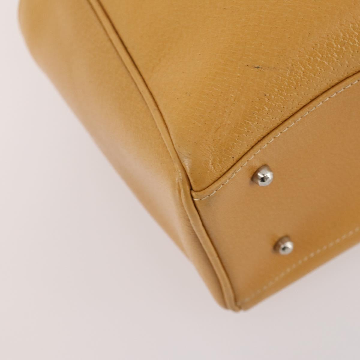 GUCCI Hand Bag Leather Beige Auth bs34089