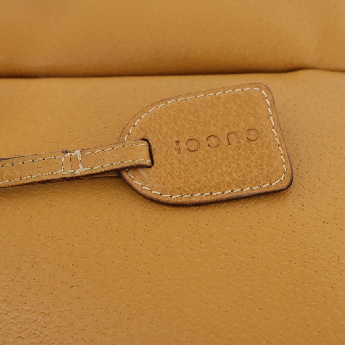 GUCCI Hand Bag Leather Beige Auth bs34089