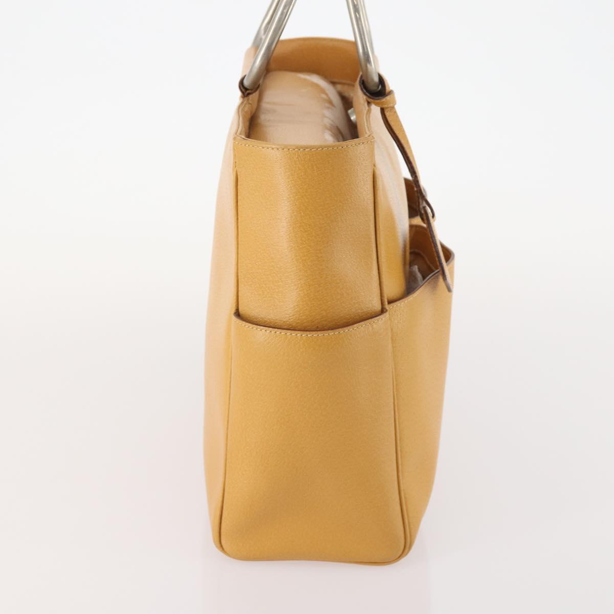 GUCCI Hand Bag Leather Beige Auth bs34089