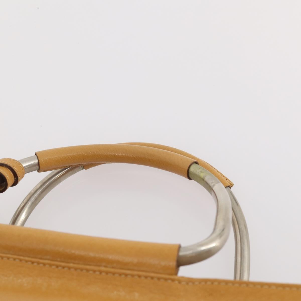 GUCCI Hand Bag Leather Beige Auth bs34089
