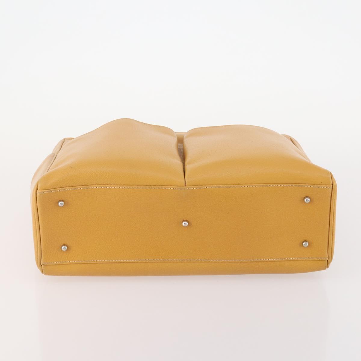 GUCCI Hand Bag Leather Beige Auth bs34089