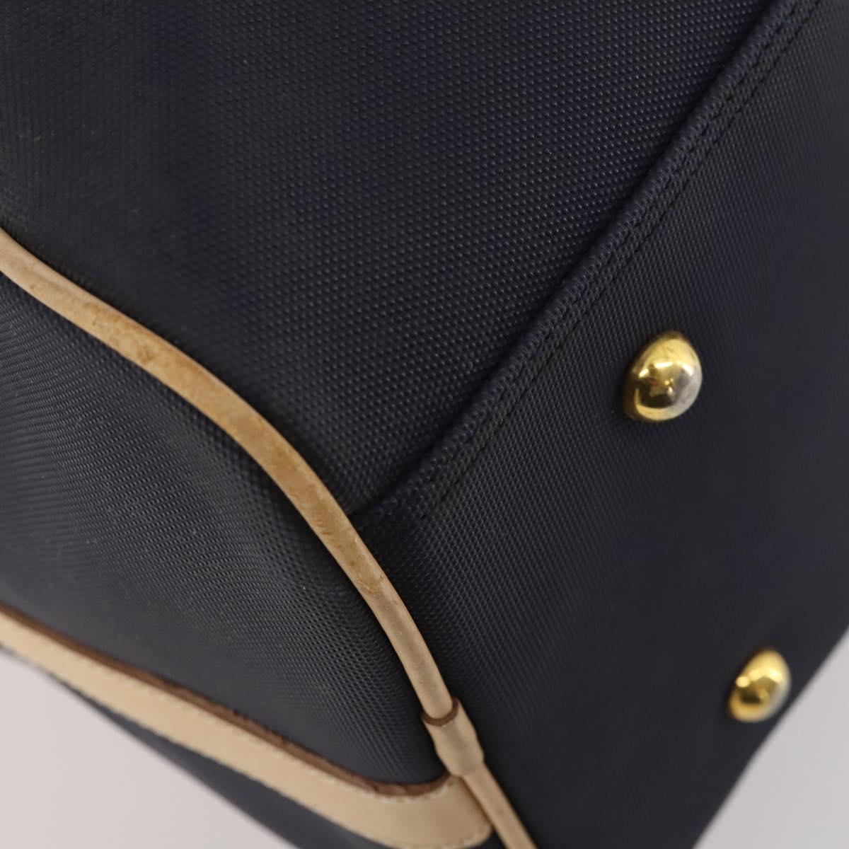 Christian Dior Boston Bag Coated Canvas Navy Gold Auth bs34091