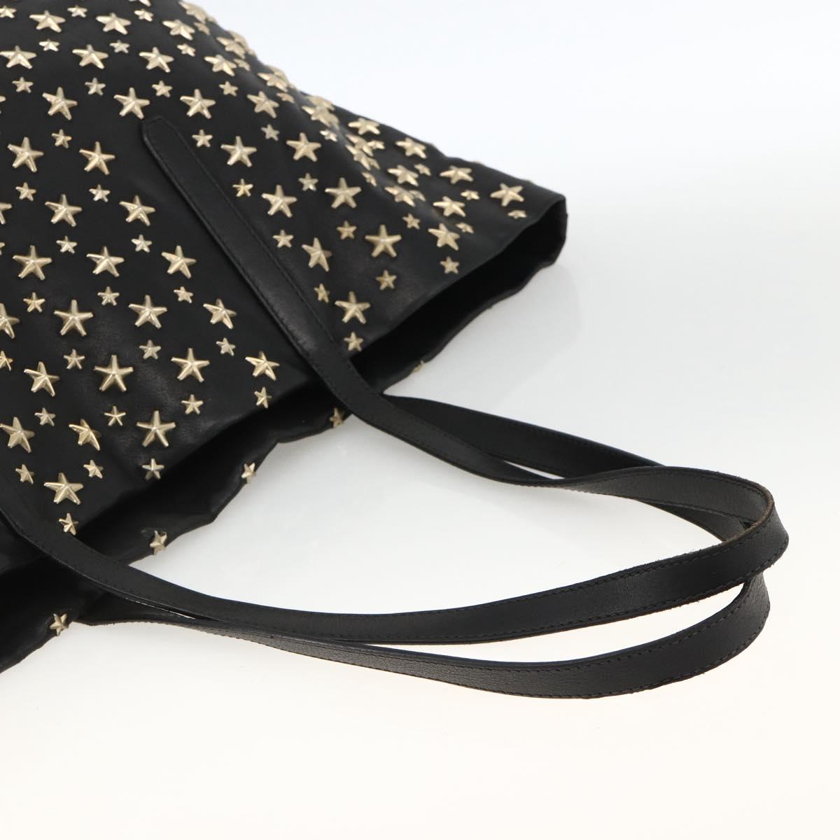 Jimmy Choo Tote Bag Leather Black Gold Auth bs34093